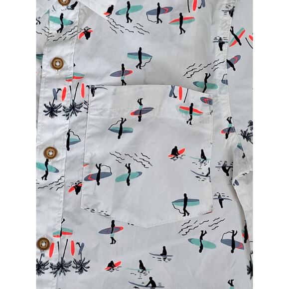 NWT Tucker + Tate Boys Short Sleeve Button Shirt White Surf Print Small 7-8 - Picture 7 of 9